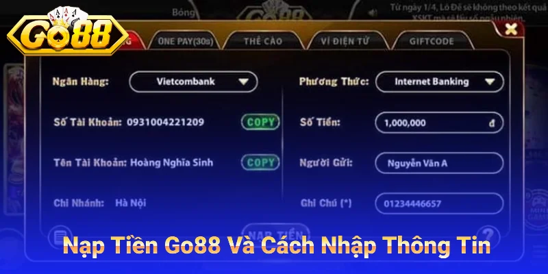 Cách Nhập Thông Tin Nạp Tiền